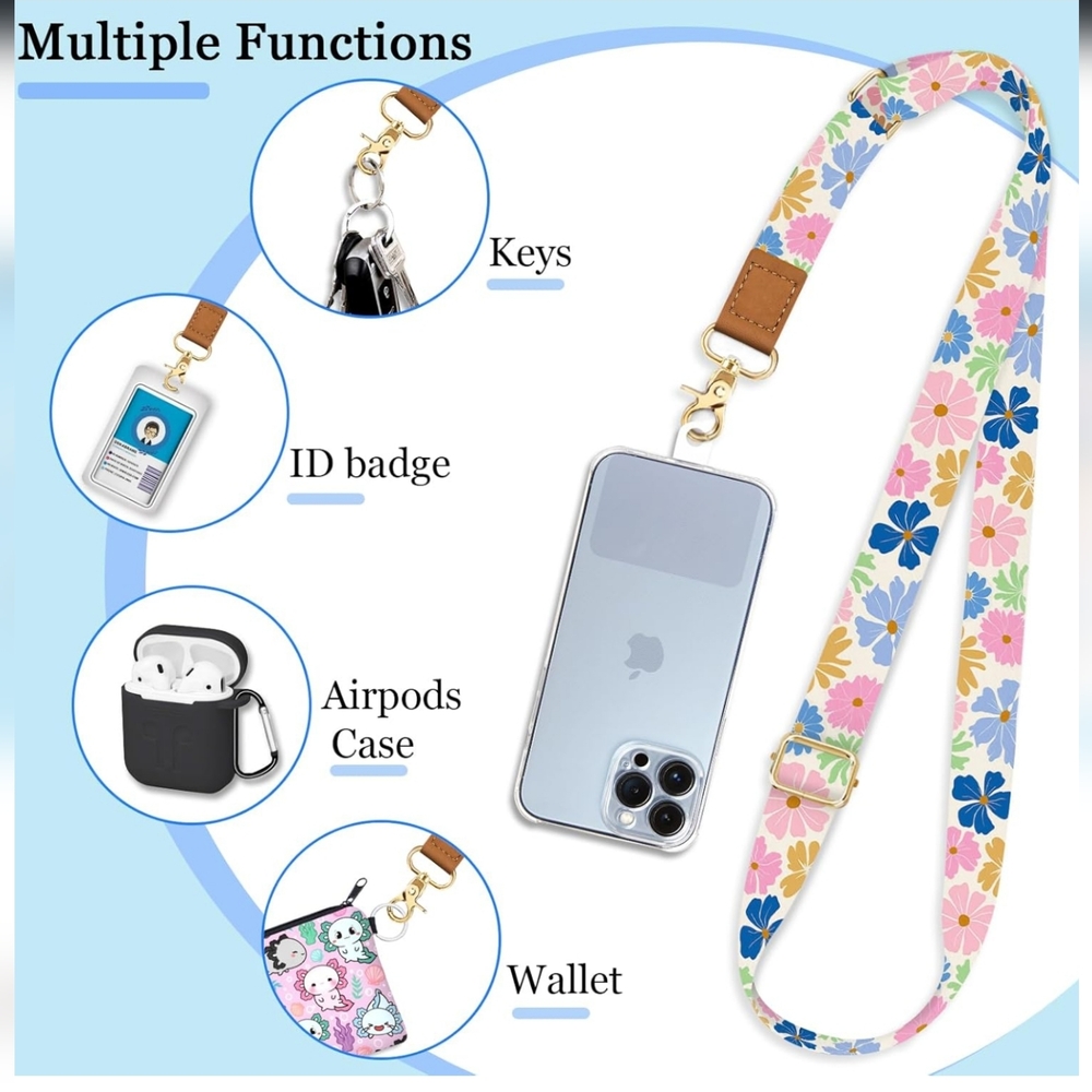 Yonlevres Wristlet Lanyard Floral For Phone Keys Passport 16" Diameter Brand New - Picture 6 of 9